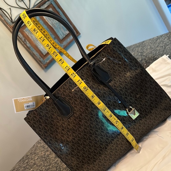 Michael Kors Brown and Black Tote Bag with Signature Monogram - Picture 14 of 15